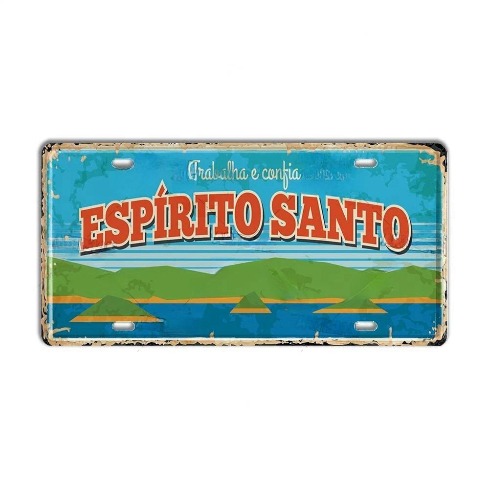 Vintage BRAZIL Landmark License Plate Rio De Janeiro Metal Sign City State Decorative Car Plate Bar Pub Garage Club Wall Decor