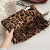 Retro Leopard Print Scarf Women's Winter Neck Warmer Niche Design Fringed Thickened Warm Wholesale