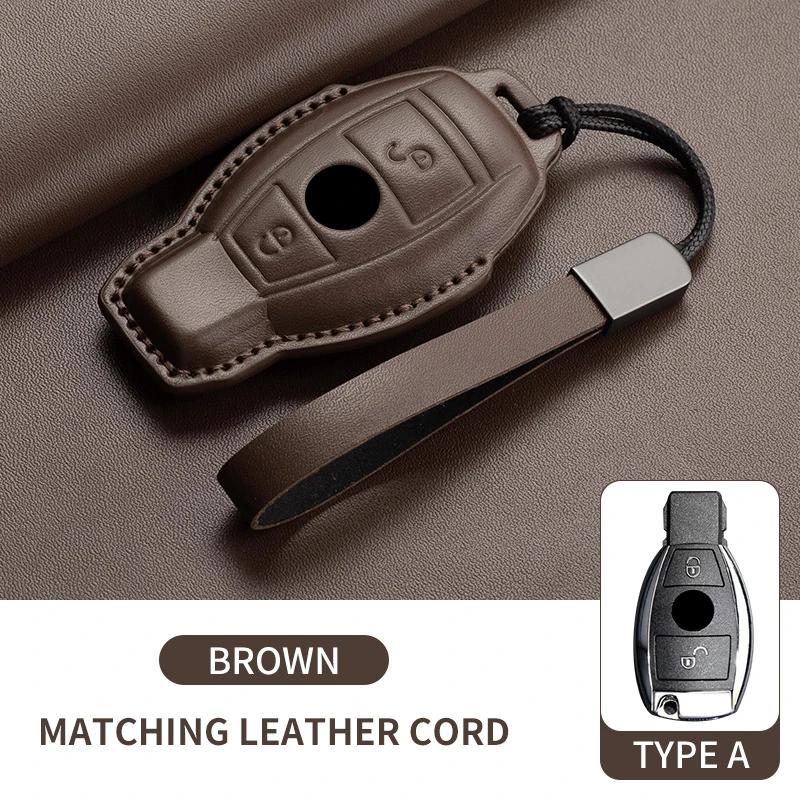 Car Key Fob Shell For Mercedes Benz A C E S G Class CLE CLA GLC W177 W205 W213 W222 X167 AMG Leather Car Remote Key Case Cover