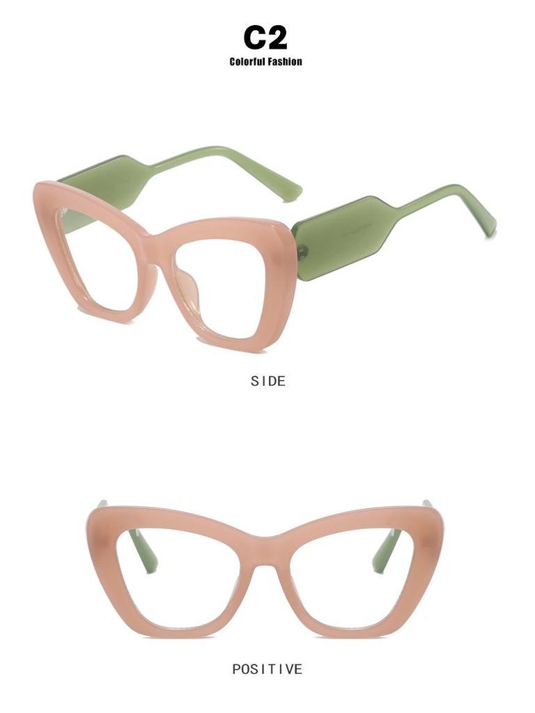 Kodon 2023 Cat-Eye Colorblock Flache Gläser Blaulichtfilter Brille - Influencer-Stil