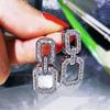 Set Platinum Plated Zircon Inlay Jewelry Set Bridal Necklace Earring Ring Three piece Set