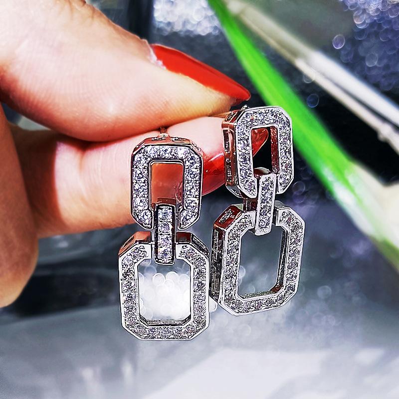 Set Platinum Plated Zircon Inlay Jewelry Set Bridal Necklace Earring Ring Three piece Set