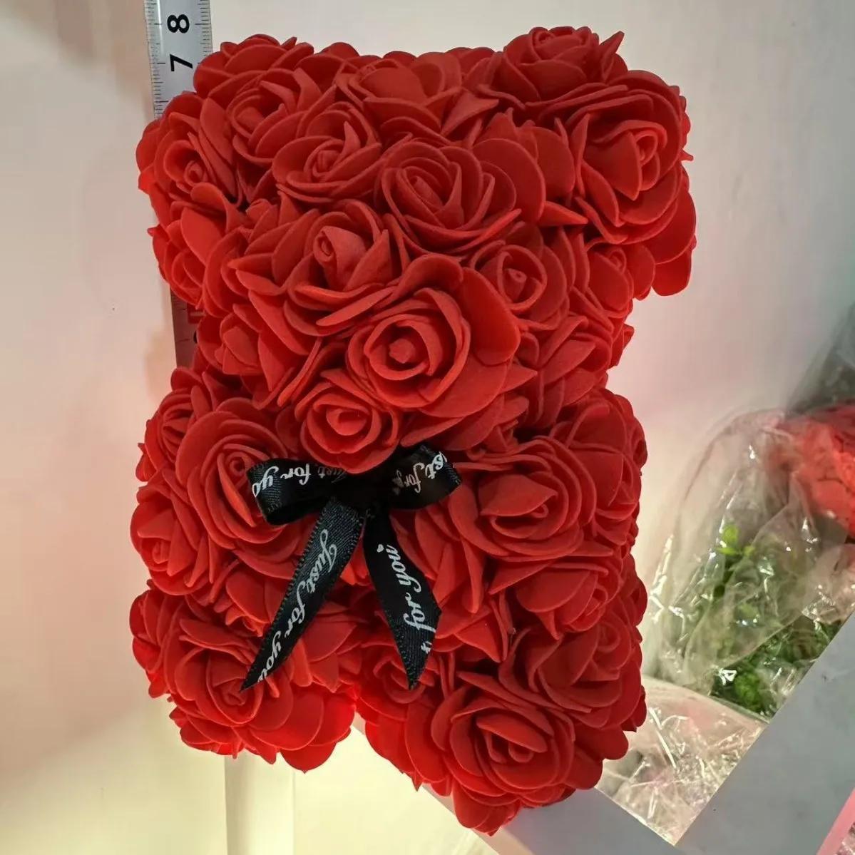 Romantic Valentine s Day Rose Bear Gift, Eternal Flower Bear with LED Light, Wedding Home Decor, Christmas Proposal Gift,