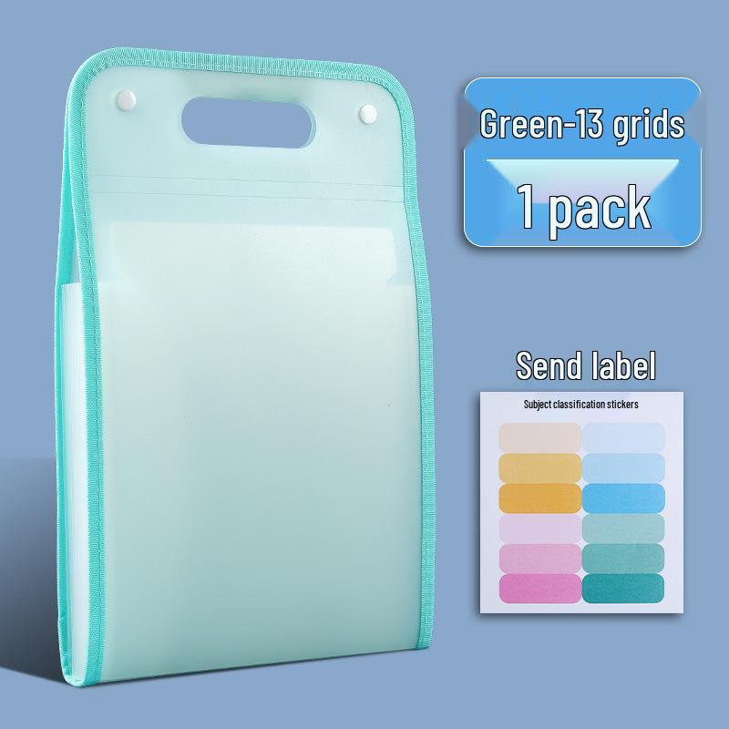 A4 Handheld Vertical Accordion File Folder: 13-Grid Large Capacity for Test Paper Storage and Organization