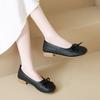 French thick heel woven single shoes women's 2025 autumn and summer new bow with skirt one pedal soft-soled beanie shoes