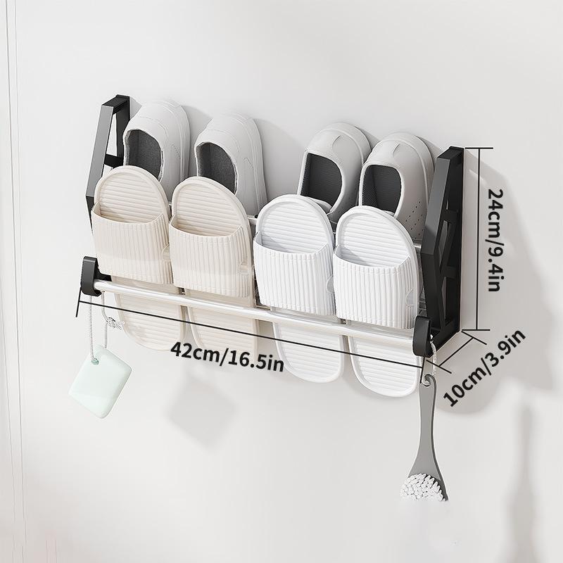 Nail Free and Hole Free Door Back Shoe Rack, Bathroom Slipper Rack, Simple Multi-layer Assembly, Wall Mounted Storage Rack