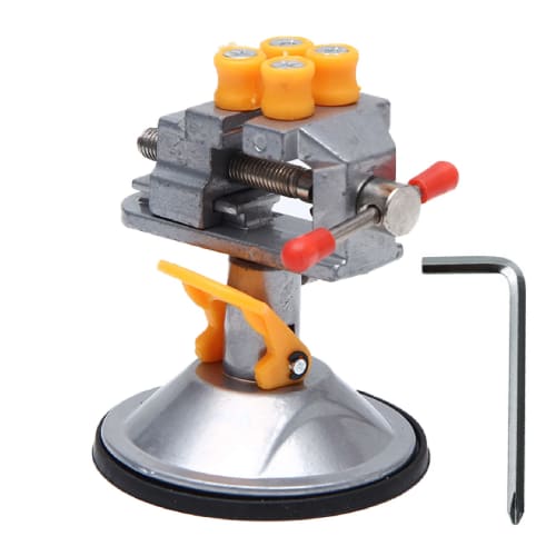 Cicogna Mini Vise, Desktop Vise with Suction Cup, for Plastic Models, Small Hobby Vise, Steel (Silver)