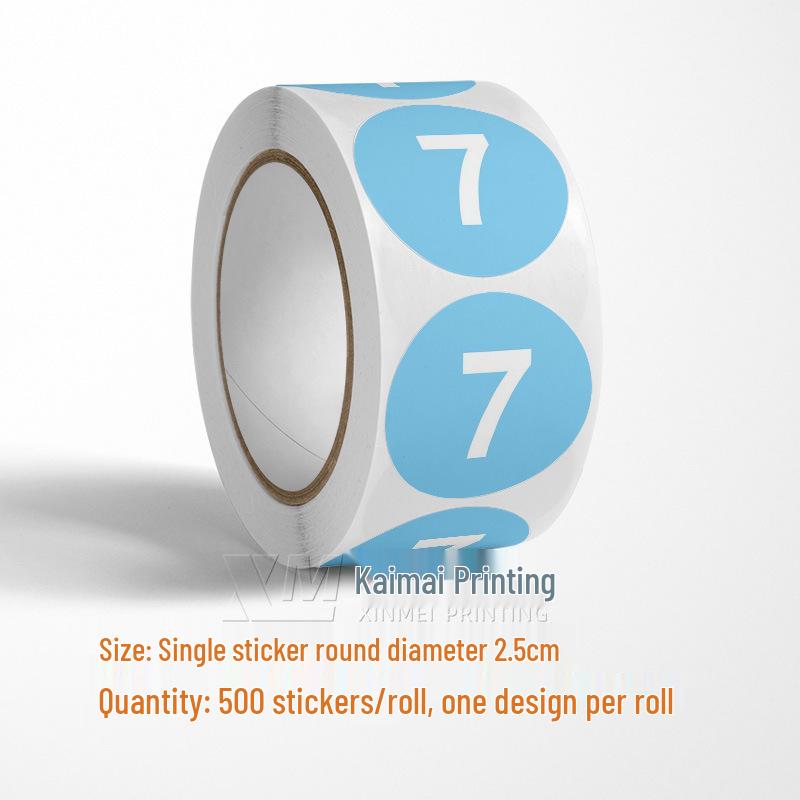 Adesivos Redondos Autoadesivos com Números 1-33 – Rolo de Etiquetas de Identificação Seriada Coloridas
