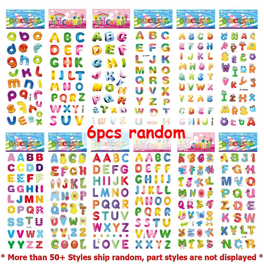 

6/12/24pcs Cartoon Bubble Stickers (Letter Design) Self-adhesive & Easy to Stick for Laptop/Luggage Decoration Student Rewards