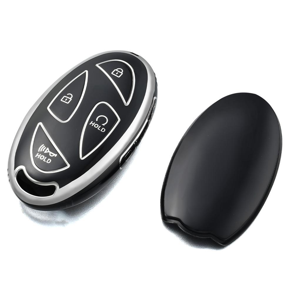 SKCW6 7 Buttons New TPU Car Remote Key Case Cover Shell for Hyundai Ioniq 6 Grandeur GN7 Kona 2023 Auto Key Protective Case Gold Edge