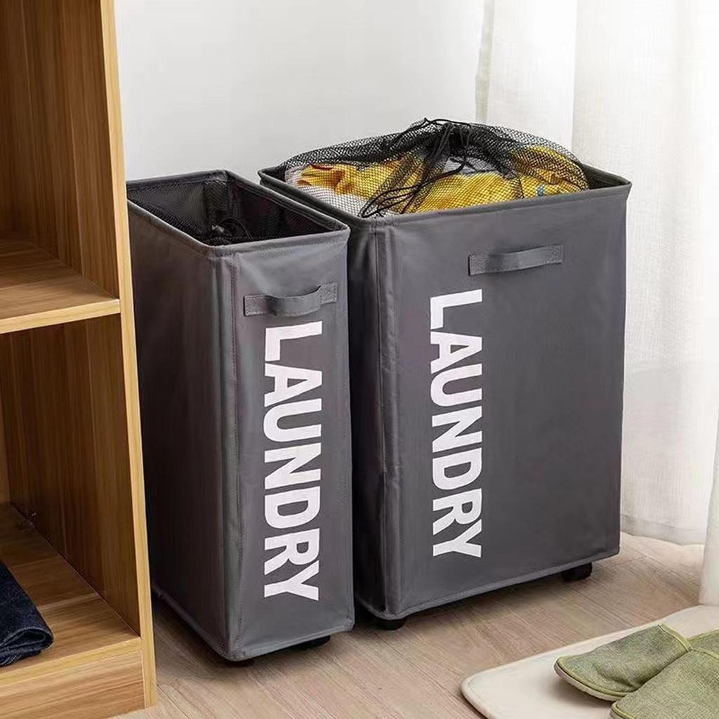 Wheeled Oxford Cloth Laundry & Storage Basket for Clothes and Yoga Mats