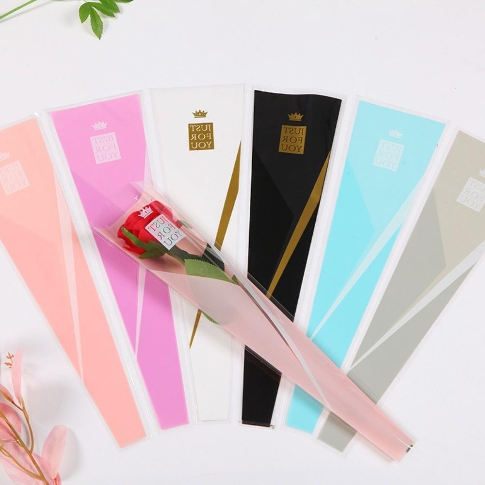 50Pcs DIY Crown Flower Wrapping Bag Single Flower Waterproof Single Rose Sleeves Transparent Flower Packaging Bag Wedding