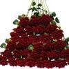 50pcs Artificial Roses Velvet Flowers with Long Stem Fake Roses Bouquet DIY for Home Garden Wedding Decor