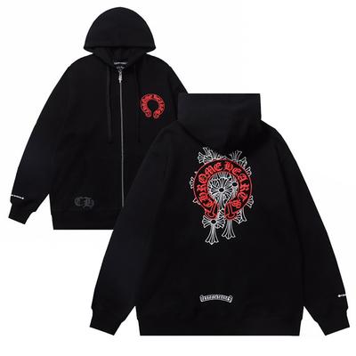 831 CHROME HEARTS Autumn and Winter New Plus Size Classic Style Logo Zipper Hooded Sweatshirt, Suitable for Couples To Wear