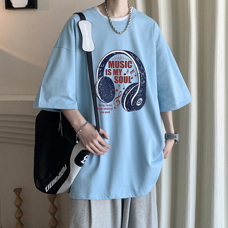 Unisexs Cotton Tshirts White Unisex Oversized T Shirt Music Letter Print Summer Casual Wear 5XL Tee Shirts Big Size Male Clothes