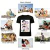 Cute Cool Couple Makeup Interaction Print Top, Trendy Anime Style Loose Casual Unisex T-shirt Pure cotton T-shirt