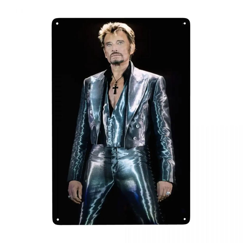 Segni Metallica Vintage Johnny Hallyday Personalizzati Cantante Rock Francese Placca di Latta Cancello Giardino Bar Decorazione Murale 30x20cm