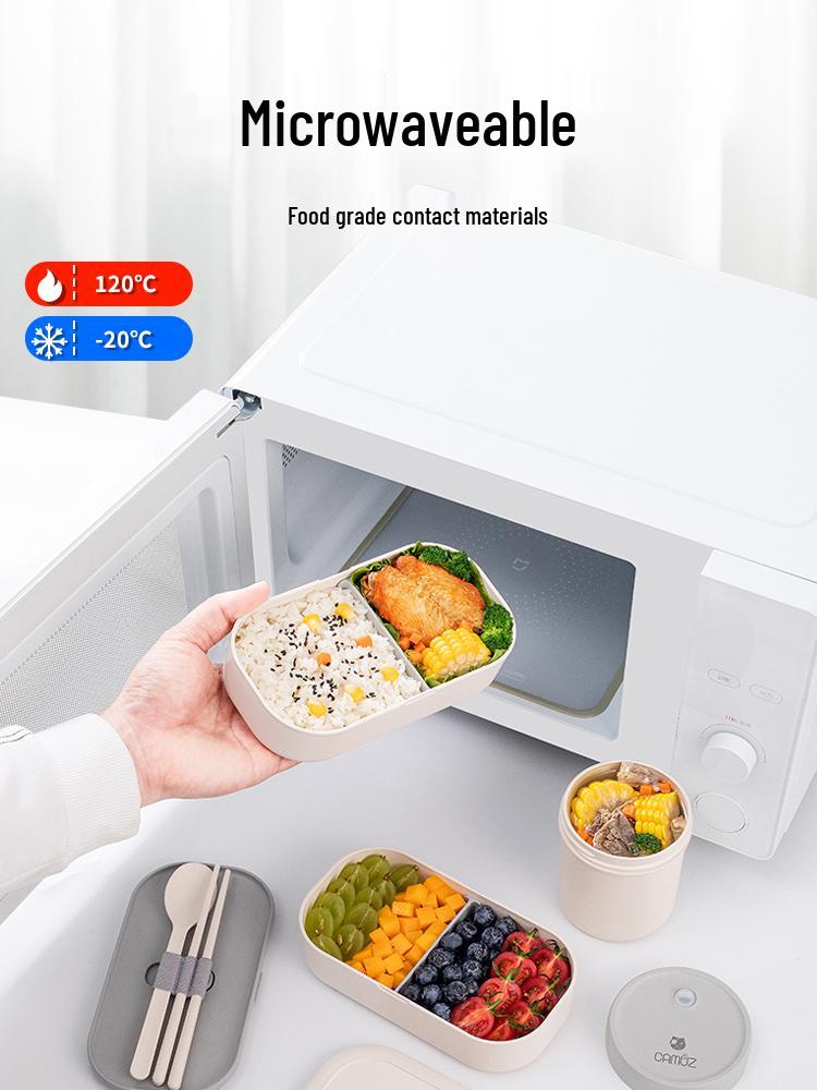 Microwaveable Japanese Double-Layer Bento Box - Portable, Sealed & Divided for Office Workers