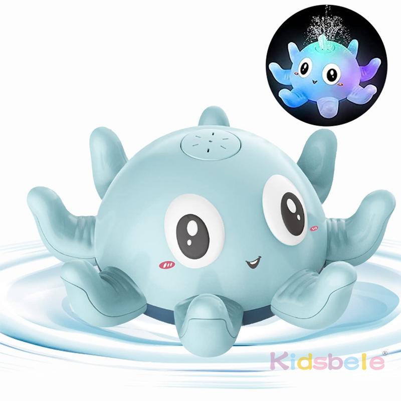 Octopus Sprinkler Bath Toy for Kids LED Light Up Induction Floating Water Spray Toddlers Pool Shower Gift