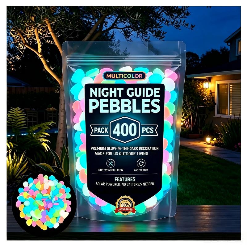 2026 Colorful Glow-in-the-Dark Garden Stones Night Guide Luminous Pebbles Rainbow Glow In The Dark Stepping Rocks Outdoor