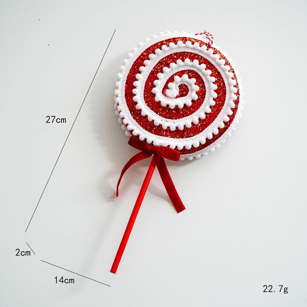Red White Simulation Candy Cane Decoration Foam Flocking Xmas Flocking Velvet Pendant
