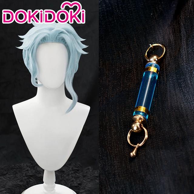 Il Dottore Pruik Spel Genshin Impact Fatui Harbingers Cosplay Pruik DokiDoki Voorkant Kant Fatui Dokter Masker Oorbellen One Size