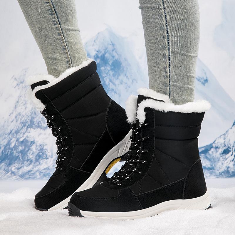 Snow Boots Women'S Winter Velvet Thickened Northeast Cotton Shoes Waterproof And Non-Slip Outdoor Skiing Outdoor Medium Tube Cold-Proof Boots