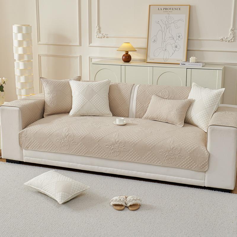 Modern Simple Pure Cotton Sofa Cushion, Summer Fabric Non-Slip Sofa Cover Cover, Universal In All Seasons, Full Cover Sofa Towel