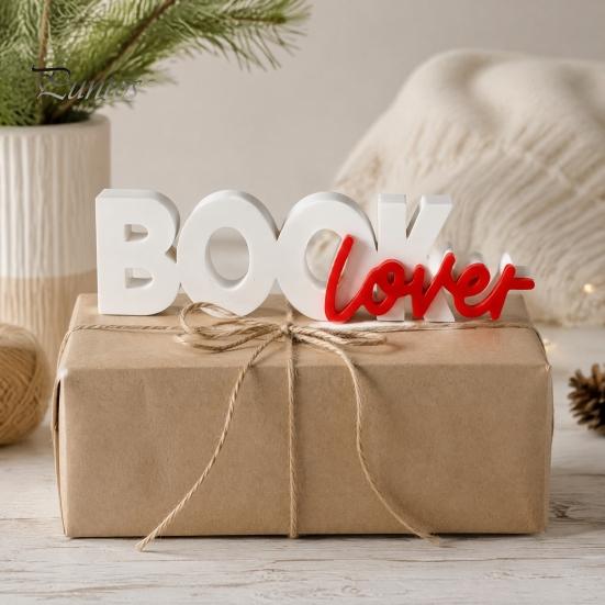 Bookshelf Decor for Reading Lovers 3D Printed Book Lover Ornament Decor, Letter Sign Minimalist Home Decoration Accessories Study Desk Corner Library,