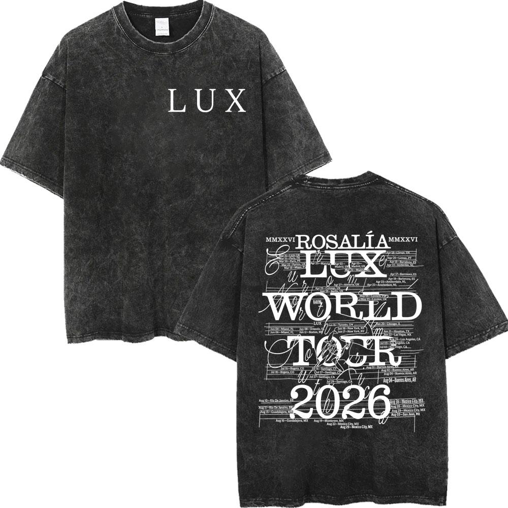 Rosalia LUX Tour Koszulki z Nadrukiem Męskie Damskie Moda Estetyka Vintage Spierana Koszulka Bawełna Wysokiej Jakości Oversize Koszulki