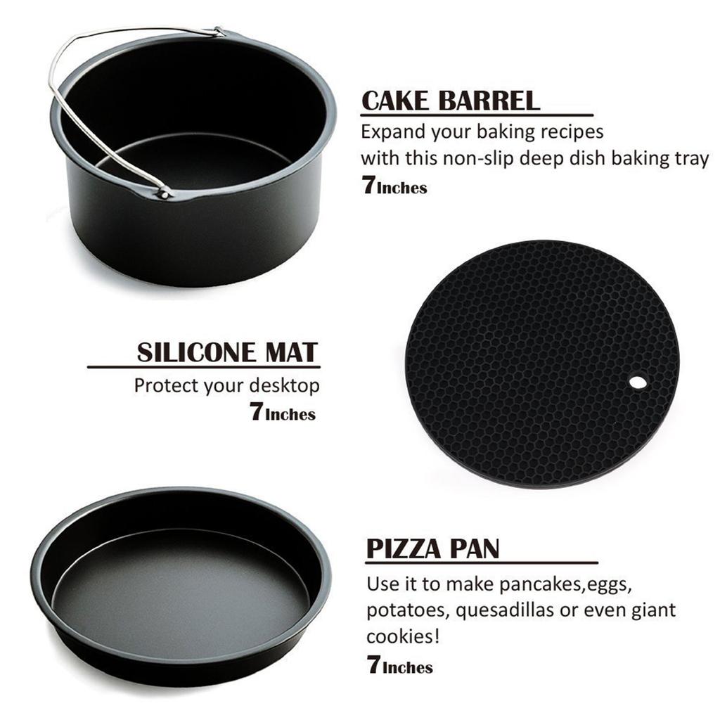   Fryer Accessories Electric Fryer Baking Basket Pizza Tray Steam Rack 7 Inch 3-Piece Set