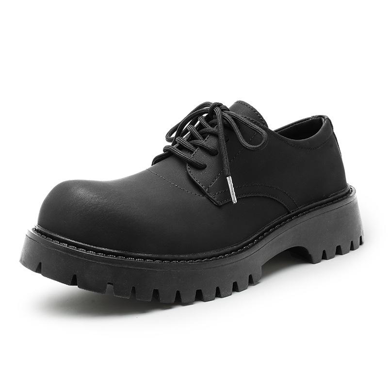 Leather shoes men's autumn 2025 new casual heightened British big-toe shoes men's retro platform round-toe leather shoes