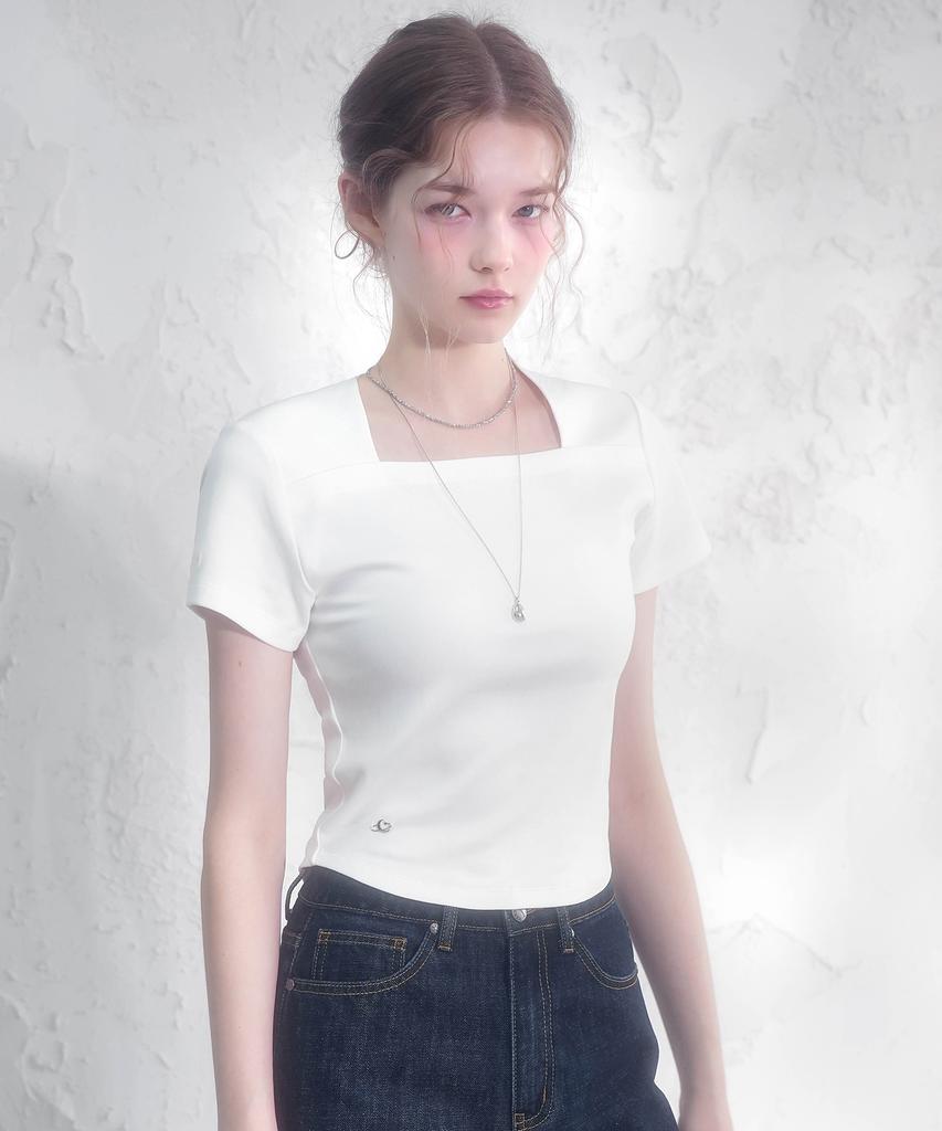 VIVACIOUS Renee Square Neck Slim T-Shirt - 5Col