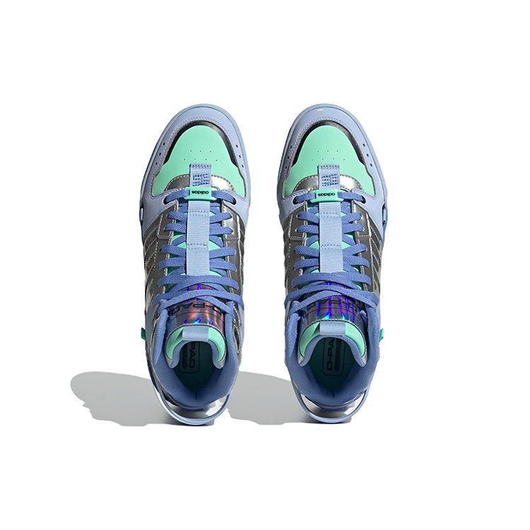 Adidas Neo D-Pad Mid Casual Slip-Resistant Durable High-Top Skate Shoes Unisex Sneakers Blue Silver HQ7026