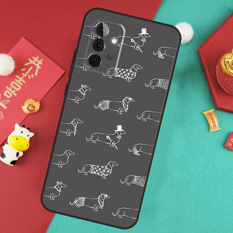 Cartoon Dackel Würstchenhund Hülle Für Samsung Galaxy A16 A26 A36 A56 A15 A35 A55 A14 A34 A54 A12 A32 A52 A13 A33 A53 A17