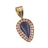 Natural Iolite Gemstone 925 Solid Sterling Silver Two Tone Pendant 1.50" J3Q04