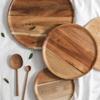 Wooden Round Storage Tray 15/20/25cm Retro Serving Platter Pizza Salad Plate Fruit Dessert Tray Bread Cake Snacks Dish Tea Tray