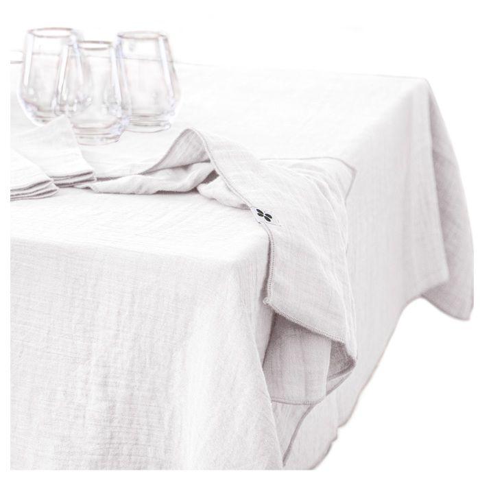 Nappe rectangle en gaze de coton 150 x 250 cm Gaia blanc