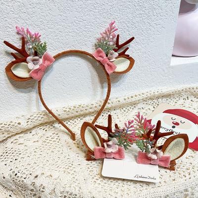 Deer Horn Head Band Hair Clips Christmas Headwear for Girls Cute Children Elk Hair Hoop Party Costume Dress Up Hair Accessories