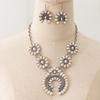 Boho Turquoise Pendant Necklace Set With Earrings Zinc Alloy Chain U-Shaped Vintage Style Women Men Casual Wear
