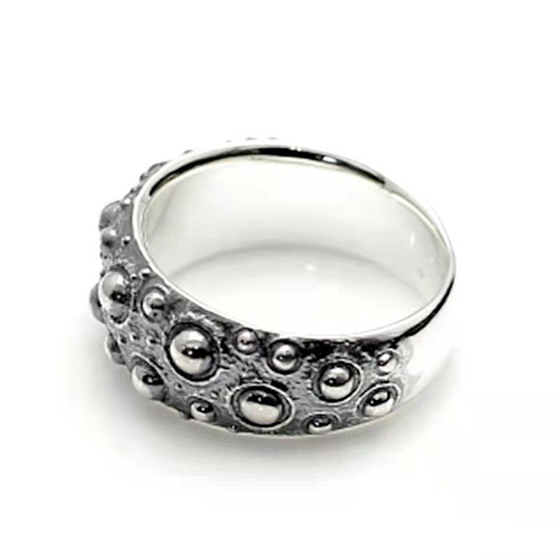 Yintai Feifei Original Thai Silver Cthulhu Ring: Retro, Distressed, Adjustable Men's Finger Ring.