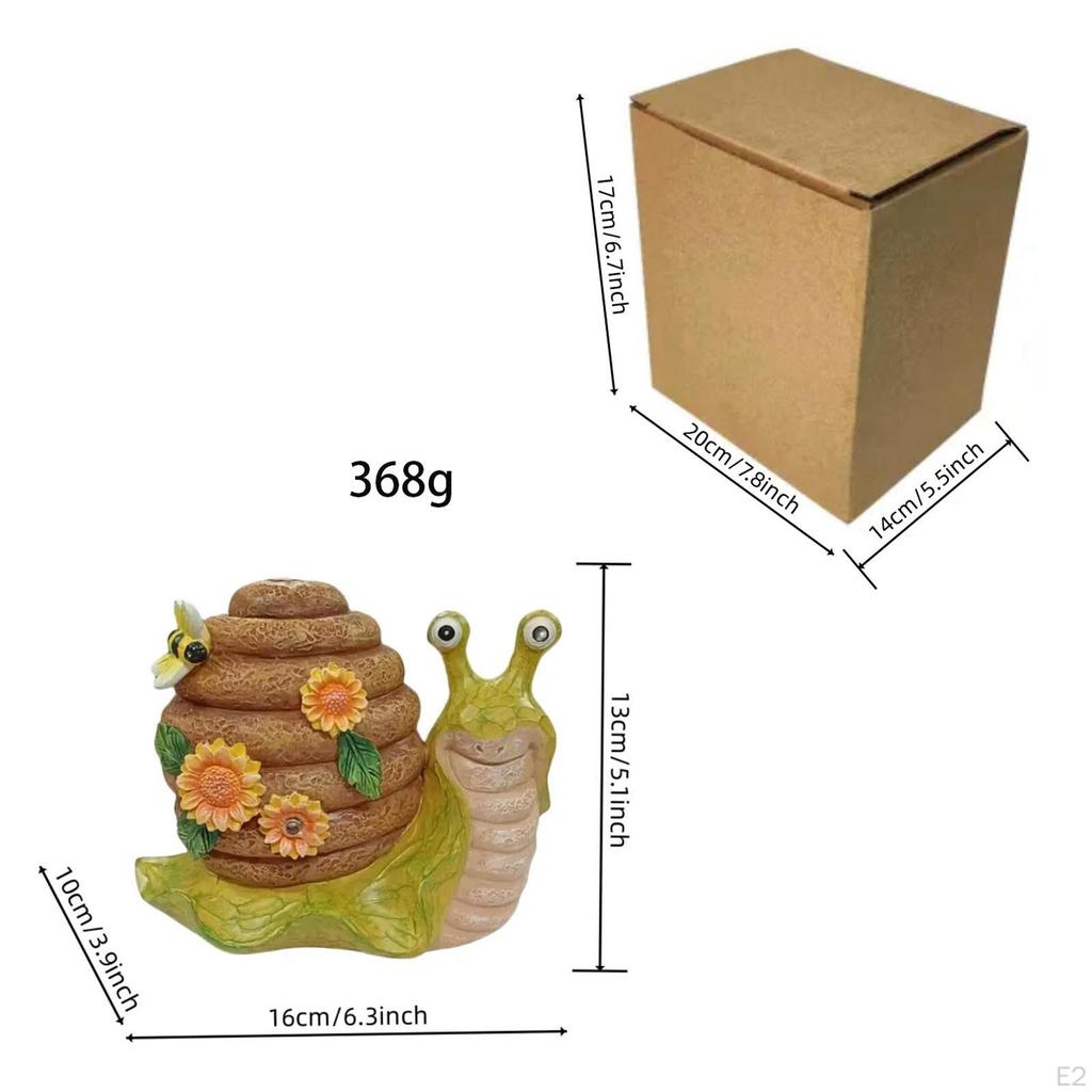 Garden Snail Statue with Solar Lights Resin Sculpture Animal 6x4x5inch for Indoor Outdoor