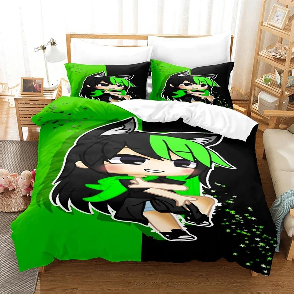 3D Anime The Gacha Girl Ložní soupravy Sada povlaku na přikrývku s povlakem na polštář Dvojlůžko Plná Velikost Queen King Ložní prádlo Domácí textil