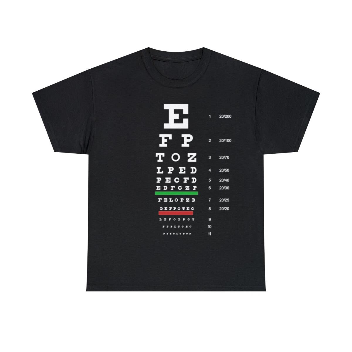 Snellen Eye Chart Graphic Tee Shirt, S-5XL L