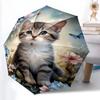 1pc Sturdy 8-Bone Auto Umbrella, Adorable Cat Umbrella, Digital Printed, Foldable Umbrella for On-the-Go Outdoor Use