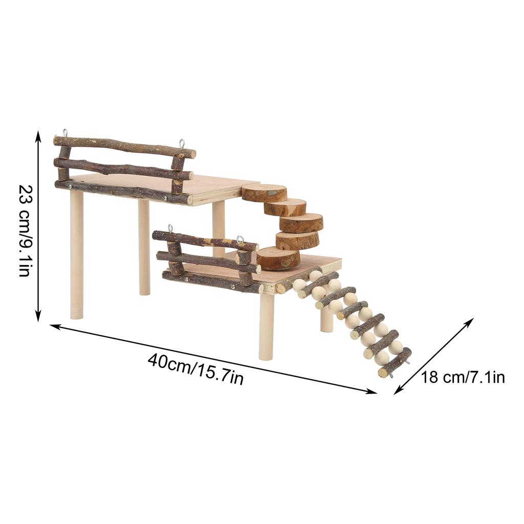 Hamster Climbing Platform 2 Layer Multipurpose Small Pet Wooden Playground for Hamster Syrian Hamster Small Pets
