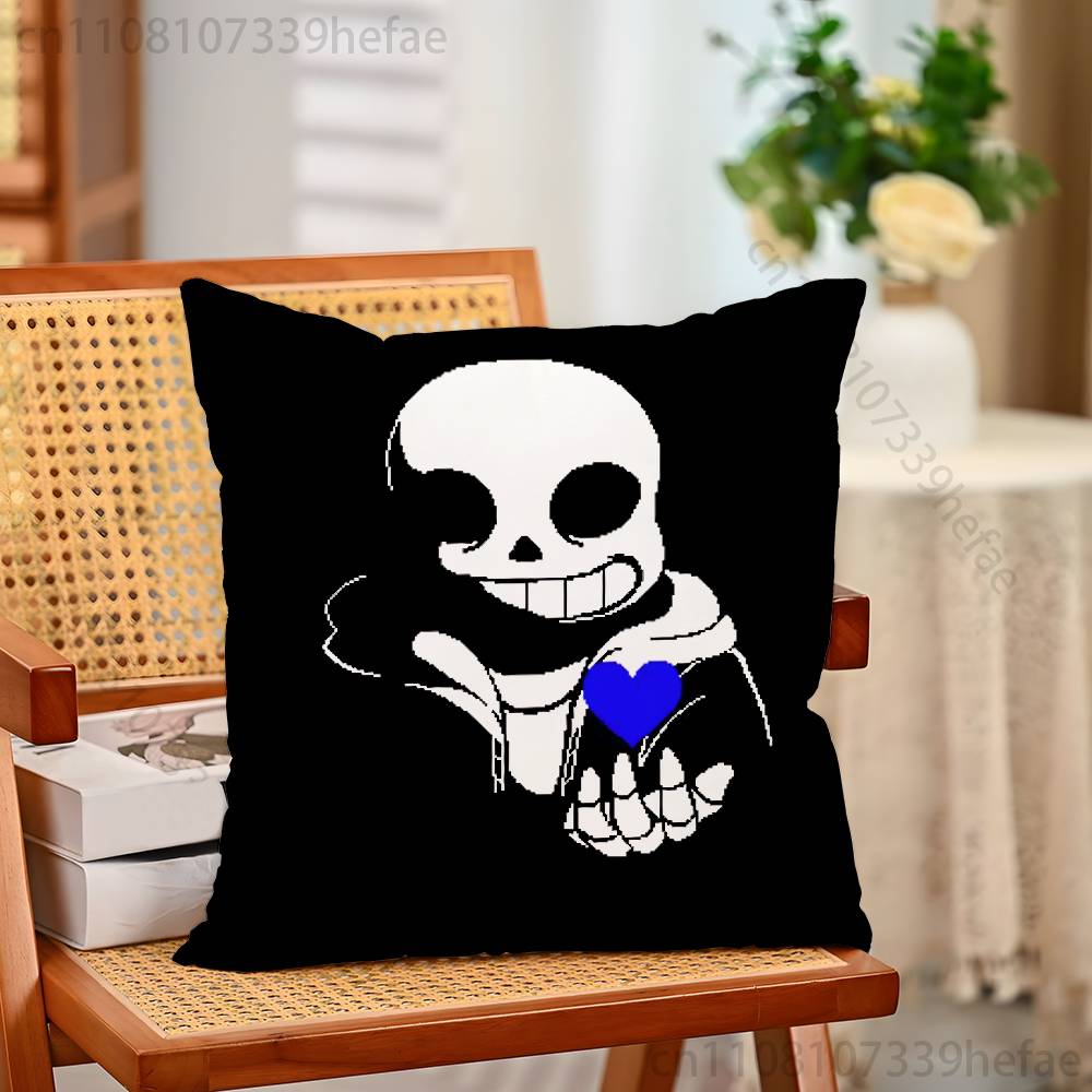 UUndertaleS Sans Pillow Case Plush Pillow Cases Home Decoration Pillow Cover for Sofa Bed Chair Living Room