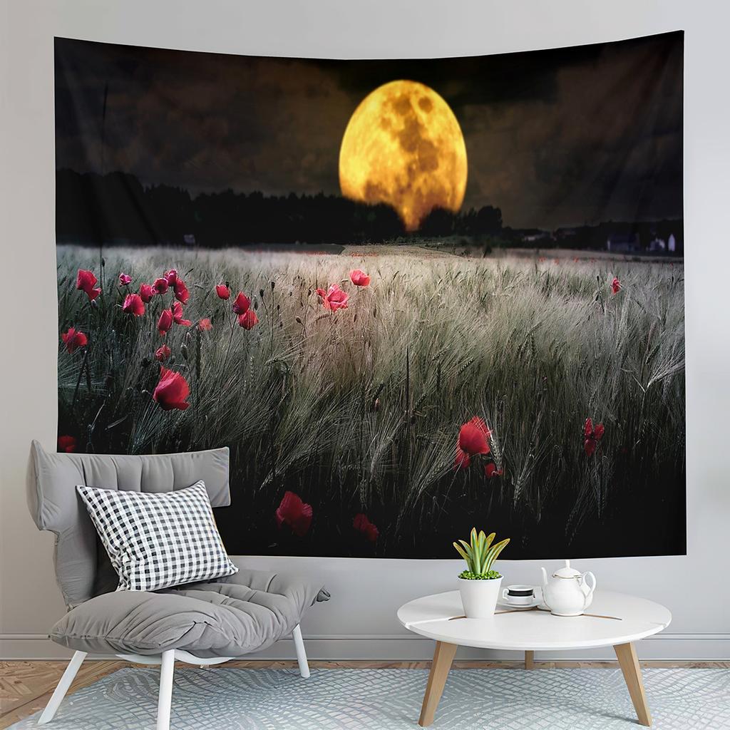 Nature Plant Tapestry Yellow Flowers Tapestry White Minimalist Tapestry Wall Hanging Tapestries Art Living Room Bedroom Dorm