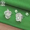 Sweet Romantic 925 Sterling Silver Classic Zircon Flower Stud Earrings For Women Valentine's Day Jewelry Wedding Party Gifts