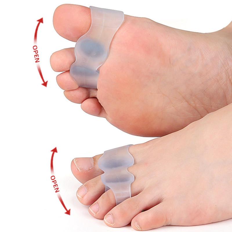 1Pair Gel Hard Silicone Toe Finger Separator 3 Hole Orthopedic Spacers Bunion Overlapping Hammer Foot Corrector